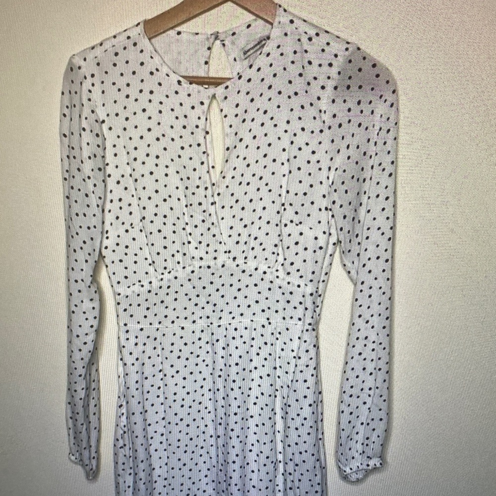 Abercrombie & Fitch White Long Sleeve Polka Dot Dress